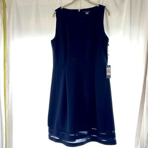 NWT Tommy Hilfiger size 14 navy blue dress with sheer detail at bottom